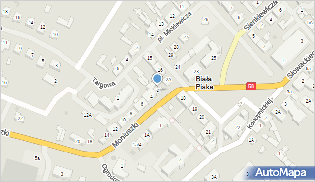 Biała Piska, Moniuszki Stanisława, 2, mapa Biała Piska