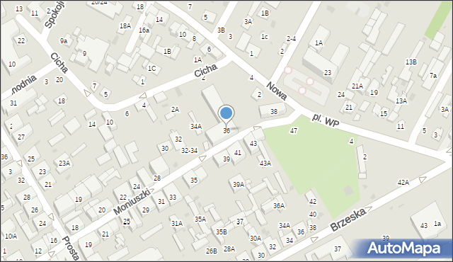 Biała Podlaska, Moniuszki Stanisława, 36, mapa Białej Podlaskiej