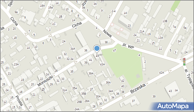 Biała Podlaska, Moniuszki Stanisława, 43, mapa Białej Podlaskiej