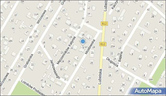 Biała Podlaska, Mostowska, 3, mapa Białej Podlaskiej