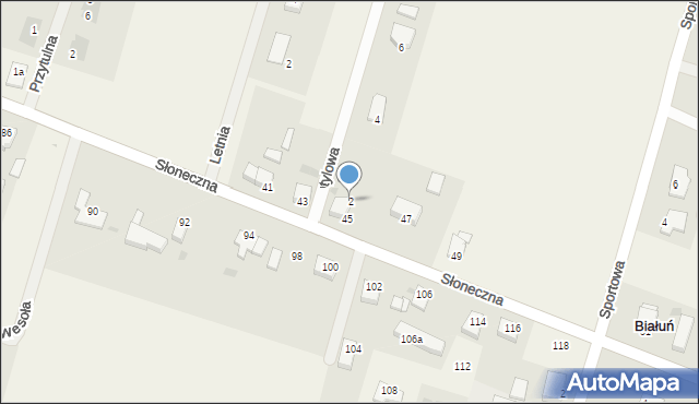 Białuń, Motylowa, 2, mapa Białuń