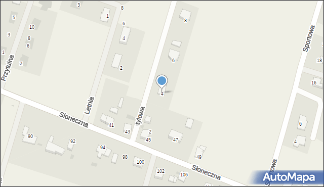 Białuń, Motylowa, 4, mapa Białuń