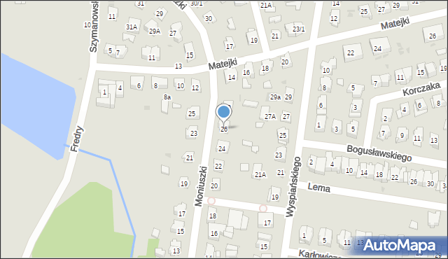 Białystok, Moniuszki Stanisława, 26, mapa Białegostoku