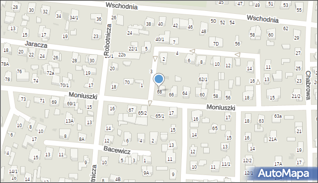Białystok, Moniuszki Stanisława, 68, mapa Białegostoku