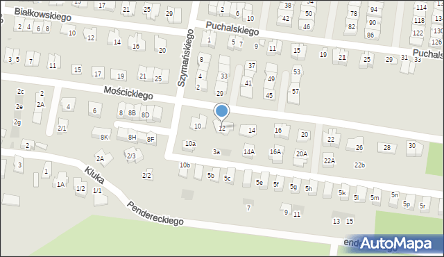 Białystok, Mościckiego Ignacego, 12, mapa Białegostoku