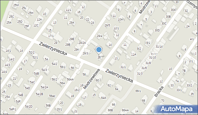 Białystok, Modrzewiowa, 16, mapa Białegostoku