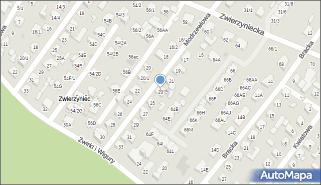 Białystok, Modrzewiowa, 23, mapa Białegostoku