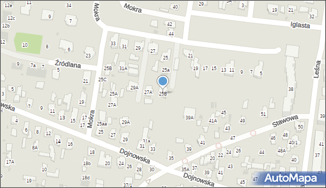 Białystok, Mokra, 25B, mapa Białegostoku