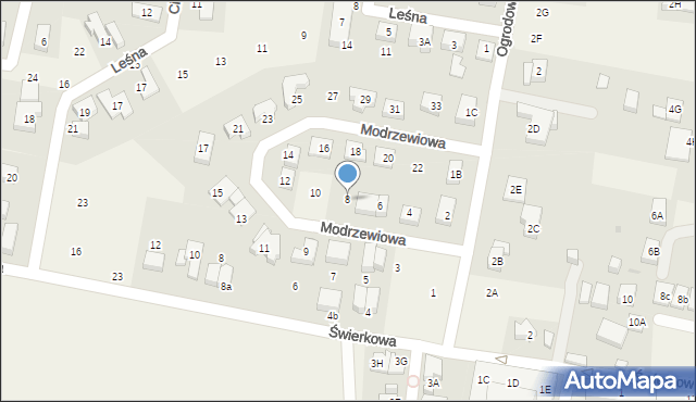 Bielany Wrocławskie, Modrzewiowa, 8, mapa Bielany Wrocławskie