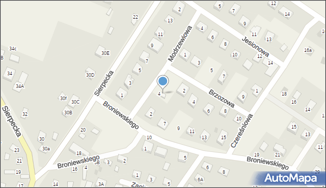 Bielsk, Modrzewiowa, 6, mapa Bielsk