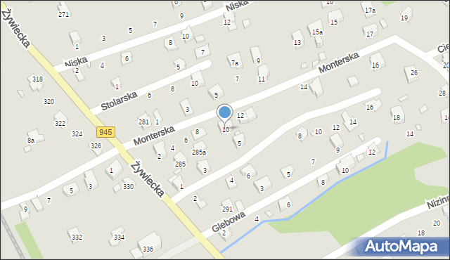 Bielsko-Biała, Monterska, 10, mapa Bielsko-Białej