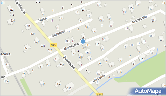 Bielsko-Biała, Monterska, 6, mapa Bielsko-Białej