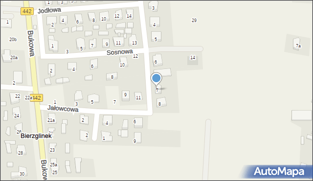 Bierzglinek, Modrzewiowa, 7, mapa Bierzglinek