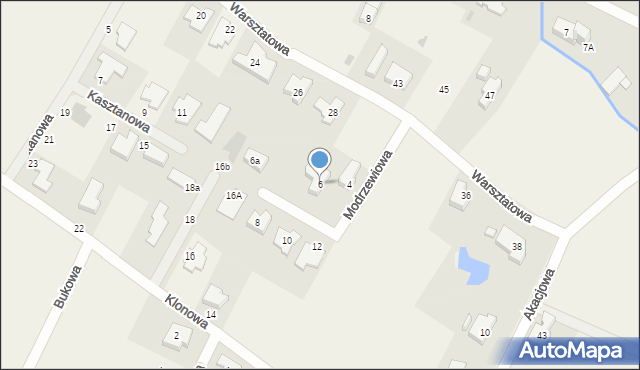 Biestrzyków, Modrzewiowa, 6, mapa Biestrzyków