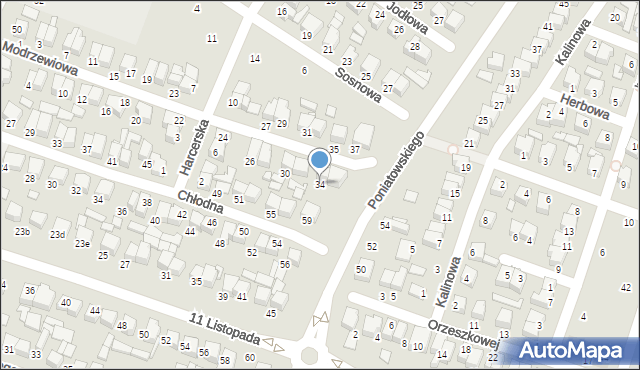 Biłgoraj, Modrzewiowa, 34, mapa Biłgoraj
