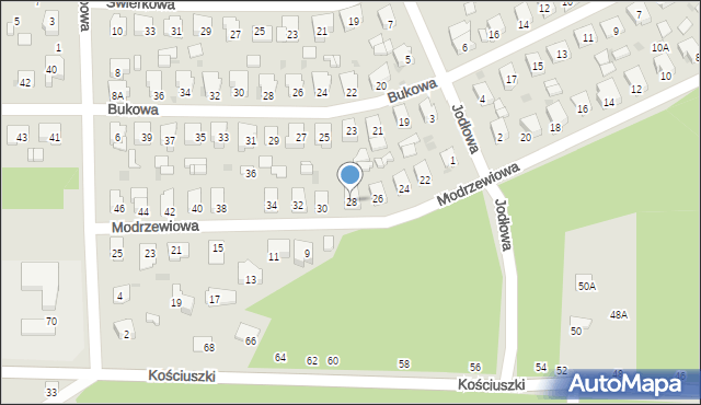 Blachownia, Modrzewiowa, 28, mapa Blachownia