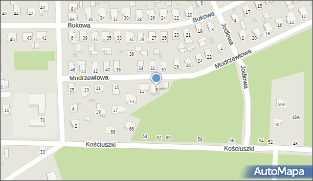 Blachownia, Modrzewiowa, 9, mapa Blachownia