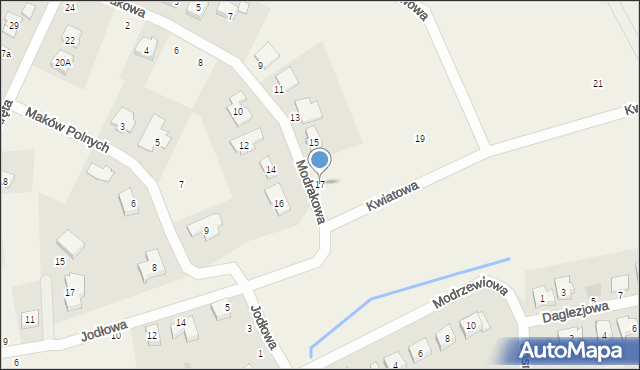 Bolechówko, Modrakowa, 17, mapa Bolechówko