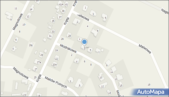 Bolechówko, Modrakowa, 3, mapa Bolechówko