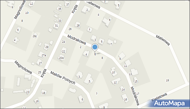 Bolechówko, Modrakowa, 6, mapa Bolechówko