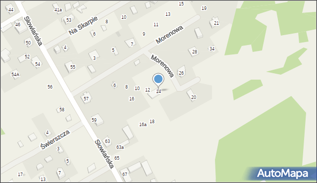 Borki, Morenowa, 14, mapa Borki