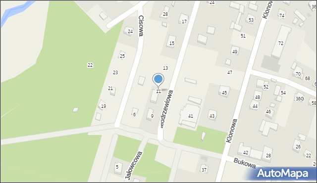 Borków, Modrzewiowa, 11, mapa Borków