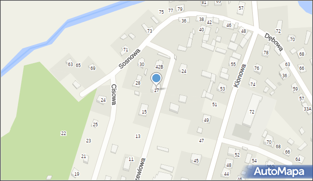 Borków, Modrzewiowa, 17, mapa Borków