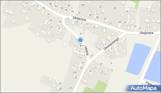 Borowno, Mokra, 5, mapa Borowno