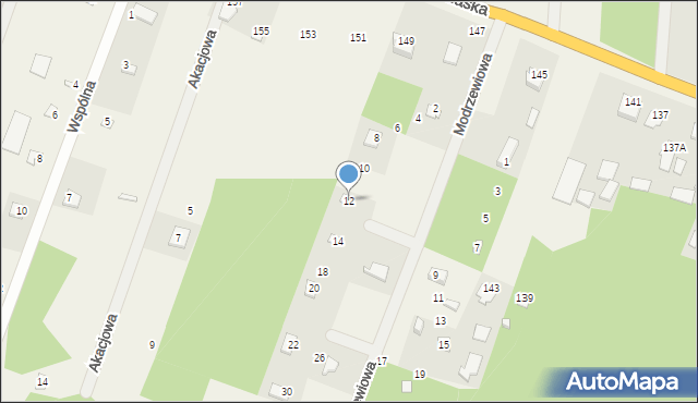 Borzychy, Modrzewiowa, 12, mapa Borzychy