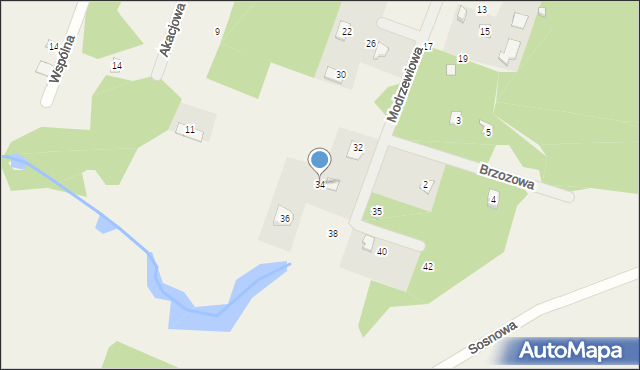 Borzychy, Modrzewiowa, 34, mapa Borzychy