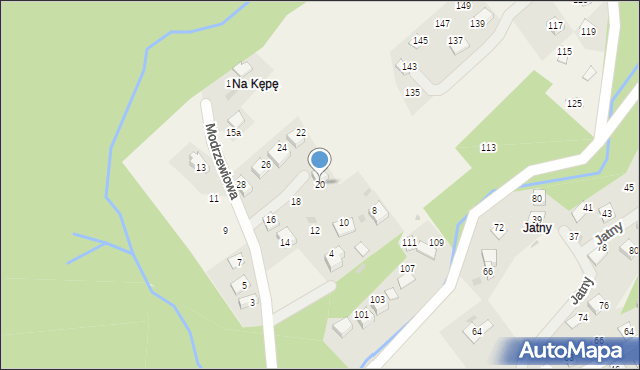 Brenna, Modrzewiowa, 20, mapa Brenna