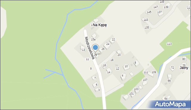 Brenna, Modrzewiowa, 28, mapa Brenna