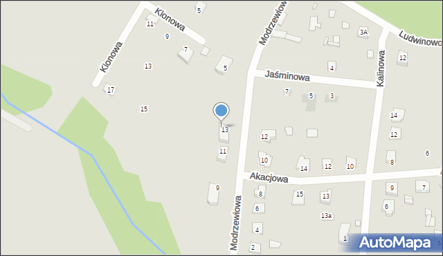 Brok, Modrzewiowa, 7, mapa Brok