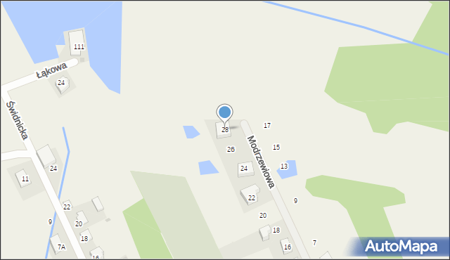 Broszków, Modrzewiowa, 28, mapa Broszków