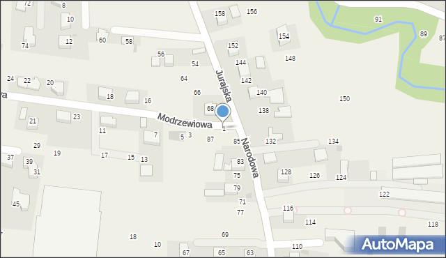 Brzezie, Modrzewiowa, 1, mapa Brzezie