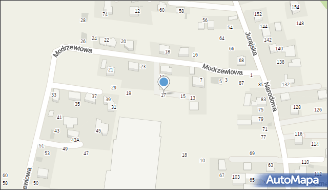Brzezie, Modrzewiowa, 17, mapa Brzezie