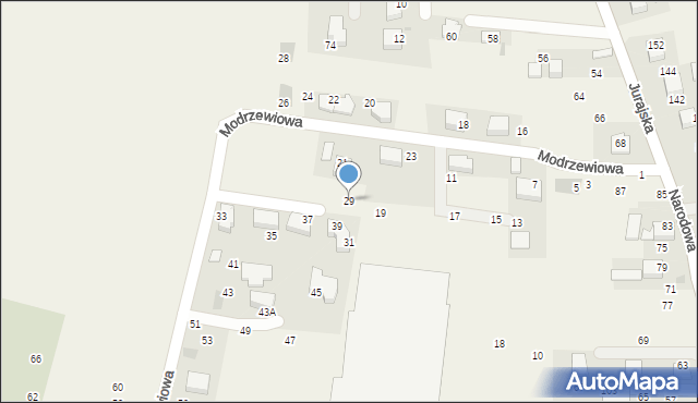 Brzezie, Modrzewiowa, 29, mapa Brzezie