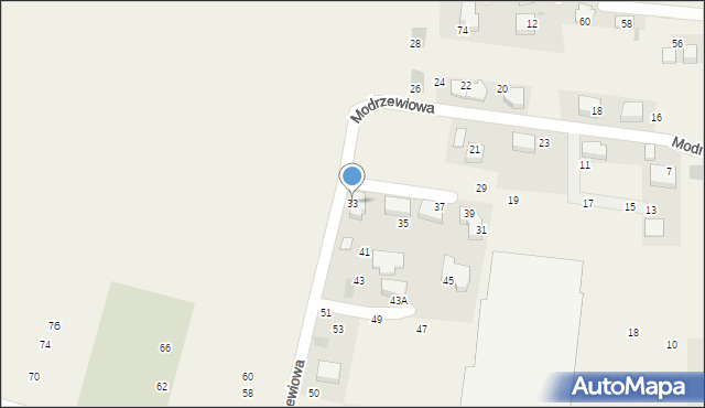 Brzezie, Modrzewiowa, 33, mapa Brzezie