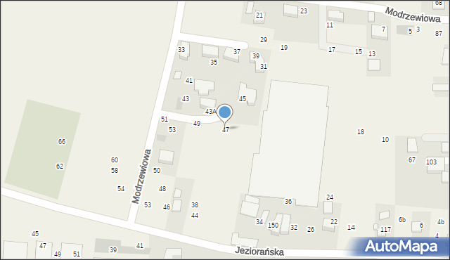 Brzezie, Modrzewiowa, 47, mapa Brzezie