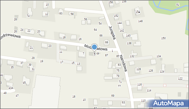 Brzezie, Modrzewiowa, 5, mapa Brzezie