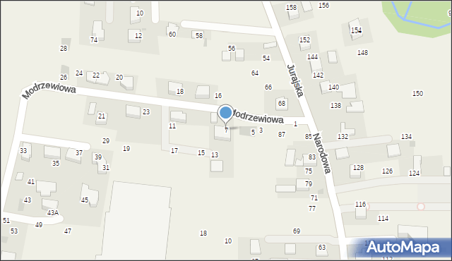 Brzezie, Modrzewiowa, 7, mapa Brzezie