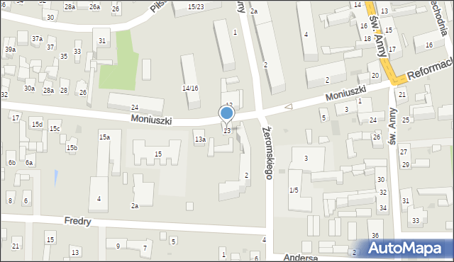 Brzeziny, Moniuszki Stanisława, 13, mapa Brzeziny