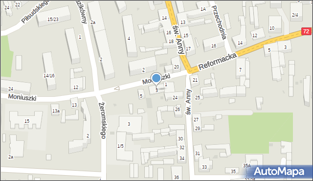 Brzeziny, Moniuszki Stanisława, 3, mapa Brzeziny