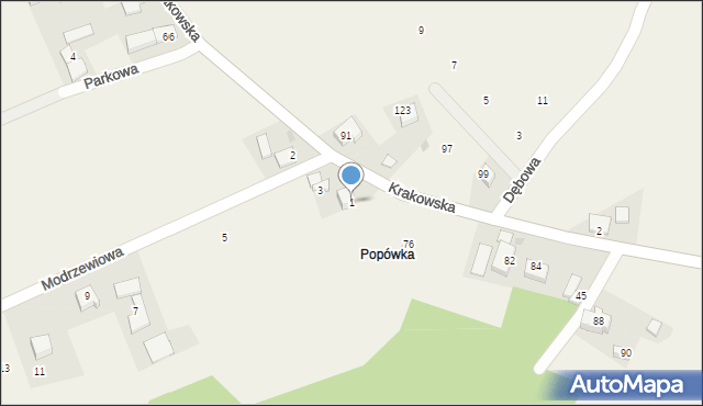 Brzoskwinia, Modrzewiowa, 1, mapa Brzoskwinia