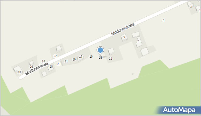 Brzoskwinia, Modrzewiowa, 13, mapa Brzoskwinia