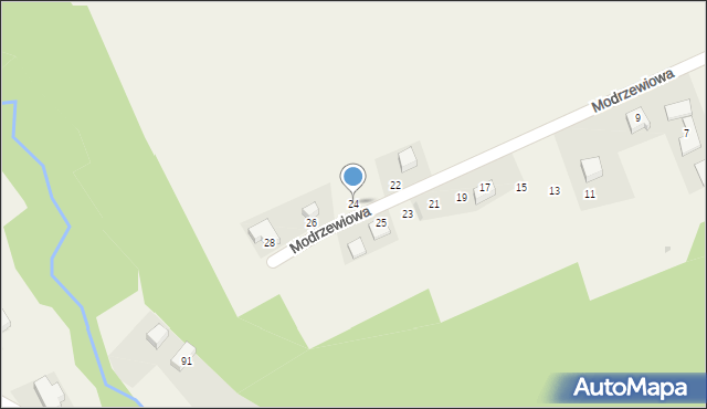Brzoskwinia, Modrzewiowa, 24, mapa Brzoskwinia