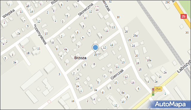 Brzoza, Modrakowa, 10, mapa Brzoza
