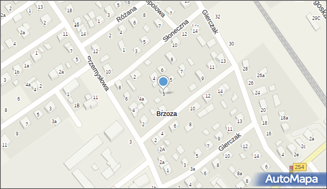 Brzoza, Modrakowa, 3, mapa Brzoza