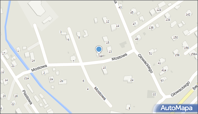 Brzozów, Mostowa, 11a, mapa Brzozów