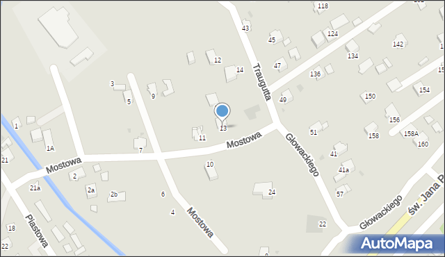 Brzozów, Mostowa, 13, mapa Brzozów